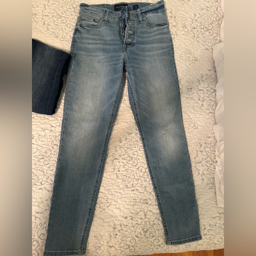 Lucky Brand Light Wash Button Front Skinny Jeans, Size 4 (27)
